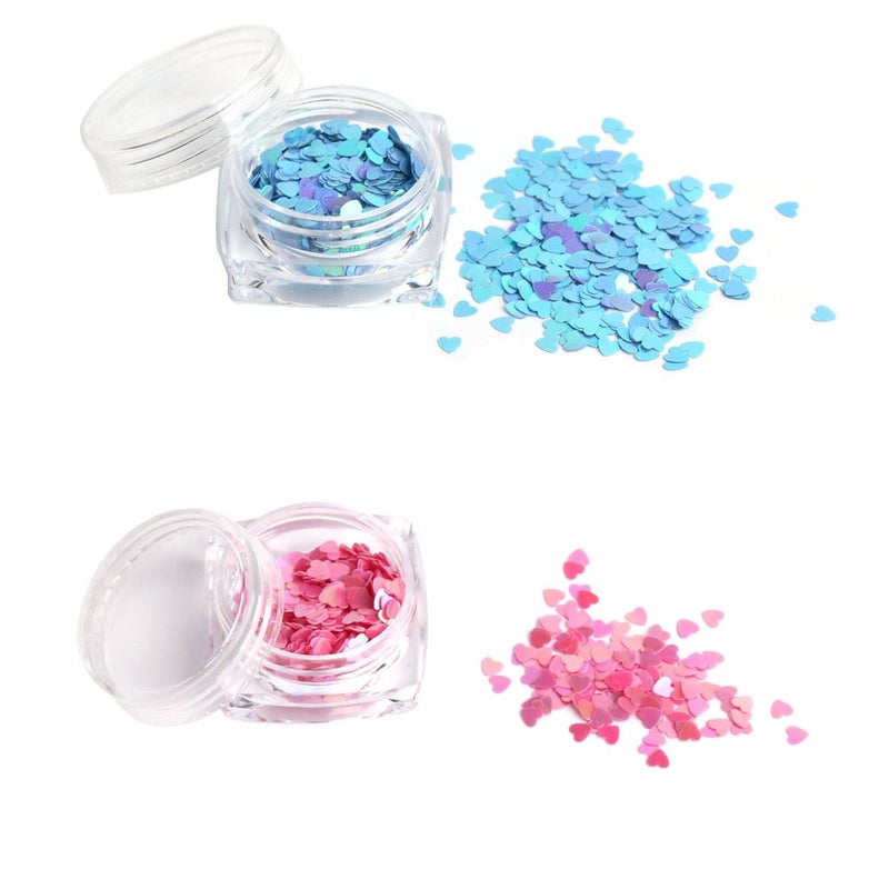 WOKOTO 12 Colors Heart-shaped Nail Art Glitter Sequins Holographic Laser Paillettes Mix Colors Sequins For Nail Art Decoration Eye Make Up Decoration - Image 3